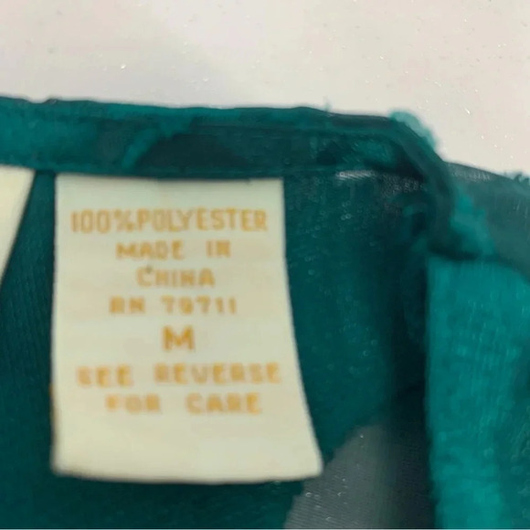 Victoria Secret Gold Label Night Shirt Medium Long Sleeve Semi Sheer Green Vtg - Picture 10 of 13
